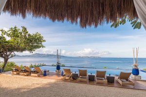 Infinity pool facing the Maricaban islands at Vivere Azure