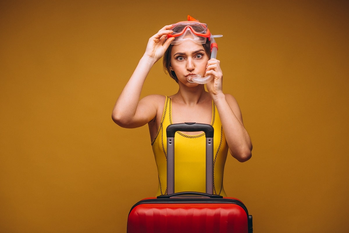 Woman In A Diving Mask Isolated